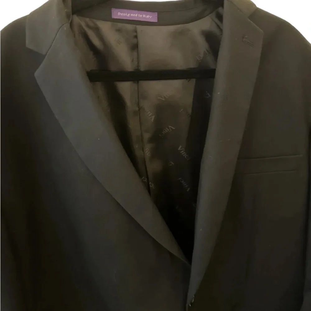 Vinci‎ Men’s Blazer 35 Black Pin Striped Double Breasted Italian Sports Coat